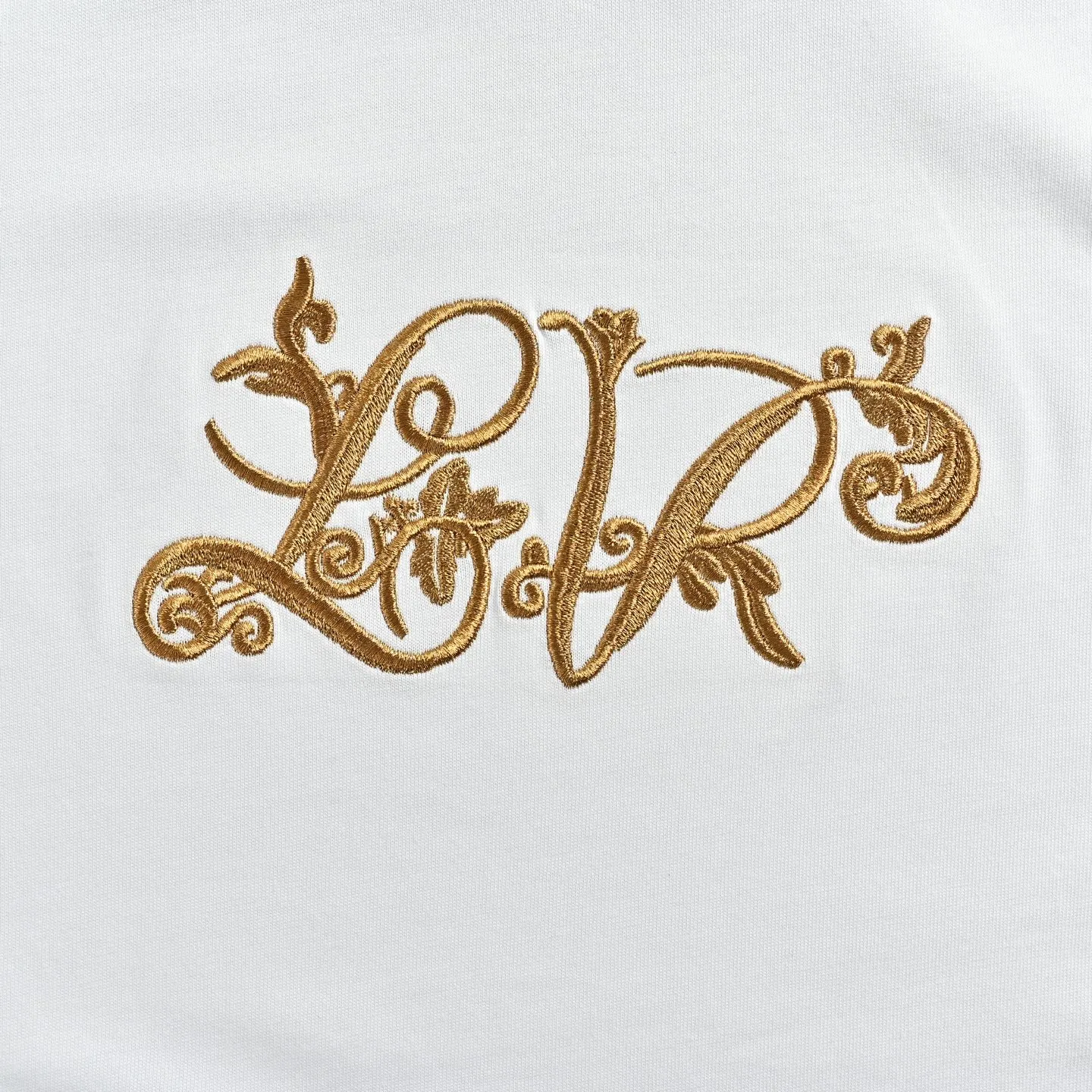 Louis Vuitton/Louis Vuitton gold flower signature embroidered short sleeves